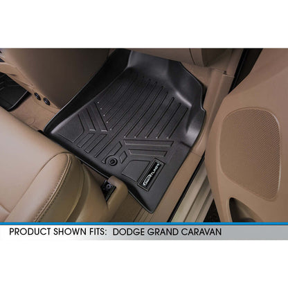 Smart Trim™ Custom Fit Floor Liners For 2013-2020 Dodge Grand Caravan with 2nd Row Bucket Seats and 1st Row Super Console Smartliner USA