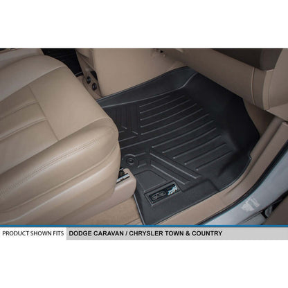 Smart Trim™ Custom Fit Floor Liners For 2013-2020 Dodge Grand Caravan with 2nd Row Bucket Seats and 1st Row Super Console Smartliner USA