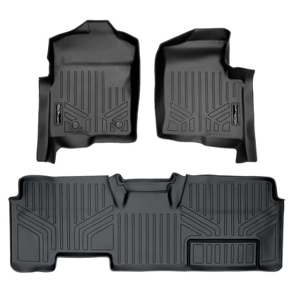 Smart Trim™ Custom Fit Floor Liners For 2011-2014 Ford F-150 SuperCab Non Flow Center Console Smartliner USA