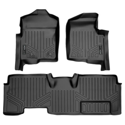 SMARTLINER Custom Fit Floor Liners For 2011-2014 Ford F-150 SuperCab with Flow Center Console Smartliner USA