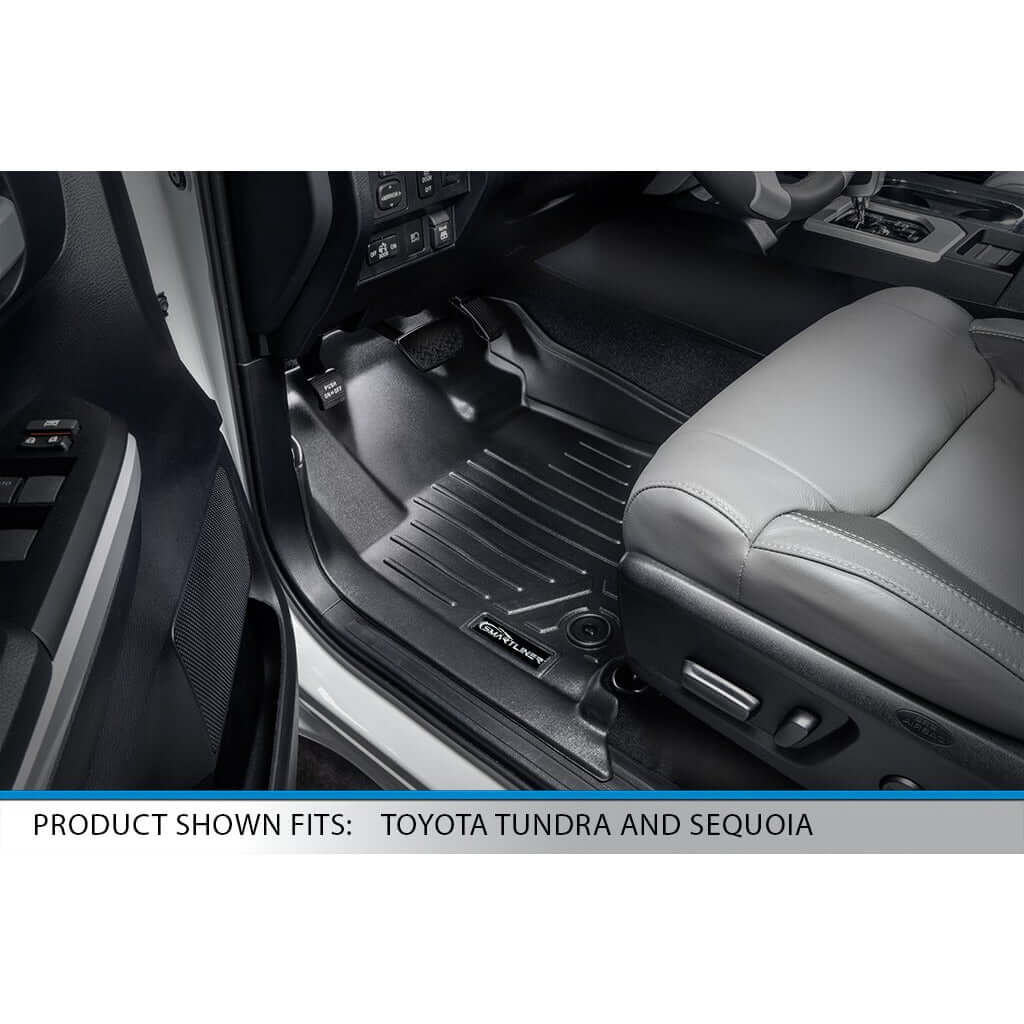 SMARTLINER Custom Fit Floor Liners For 2007-2021 Toyota Tundra CrewMax Cab (with Coverage Under 2nd Row Seat) Smartliner USA