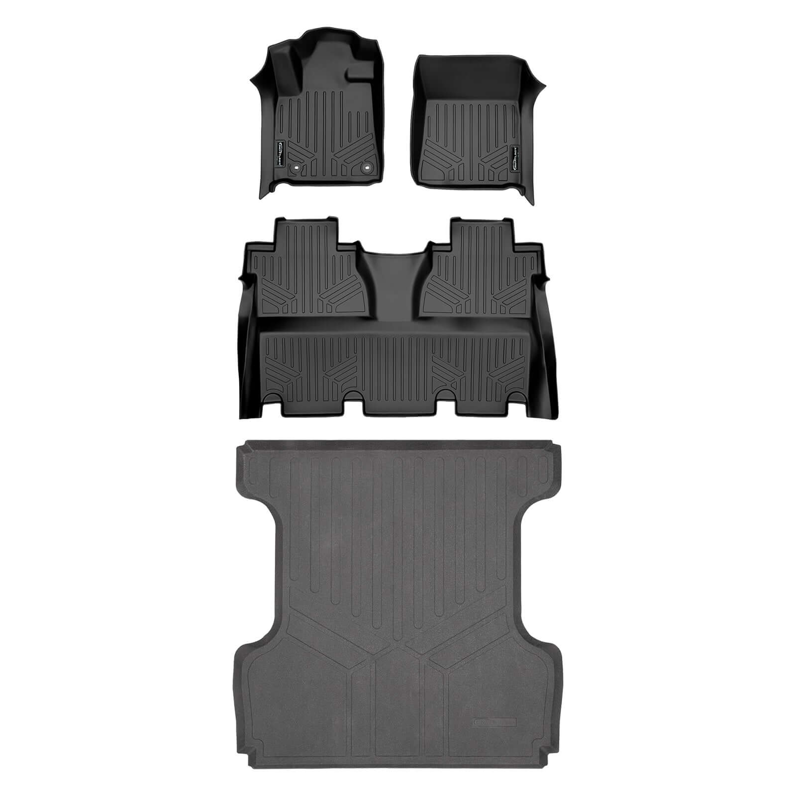 SMARTLINER Custom Fit Floor Liners For 2007-2021 Toyota Tundra CrewMax Cab (with Coverage Under 2nd Row Seat) Smartliner USA