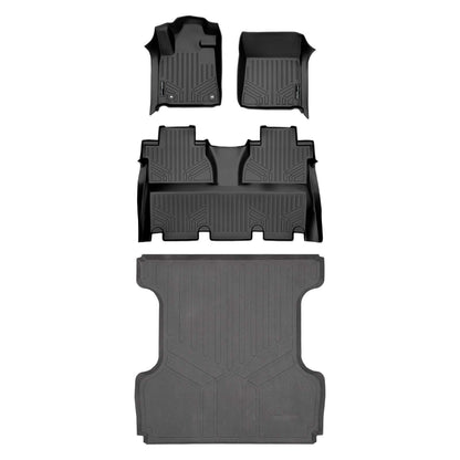 SMARTLINER Custom Fit Floor Liners For 2007-2021 Toyota Tundra CrewMax Cab (with Coverage Under 2nd Row Seat) Smartliner USA