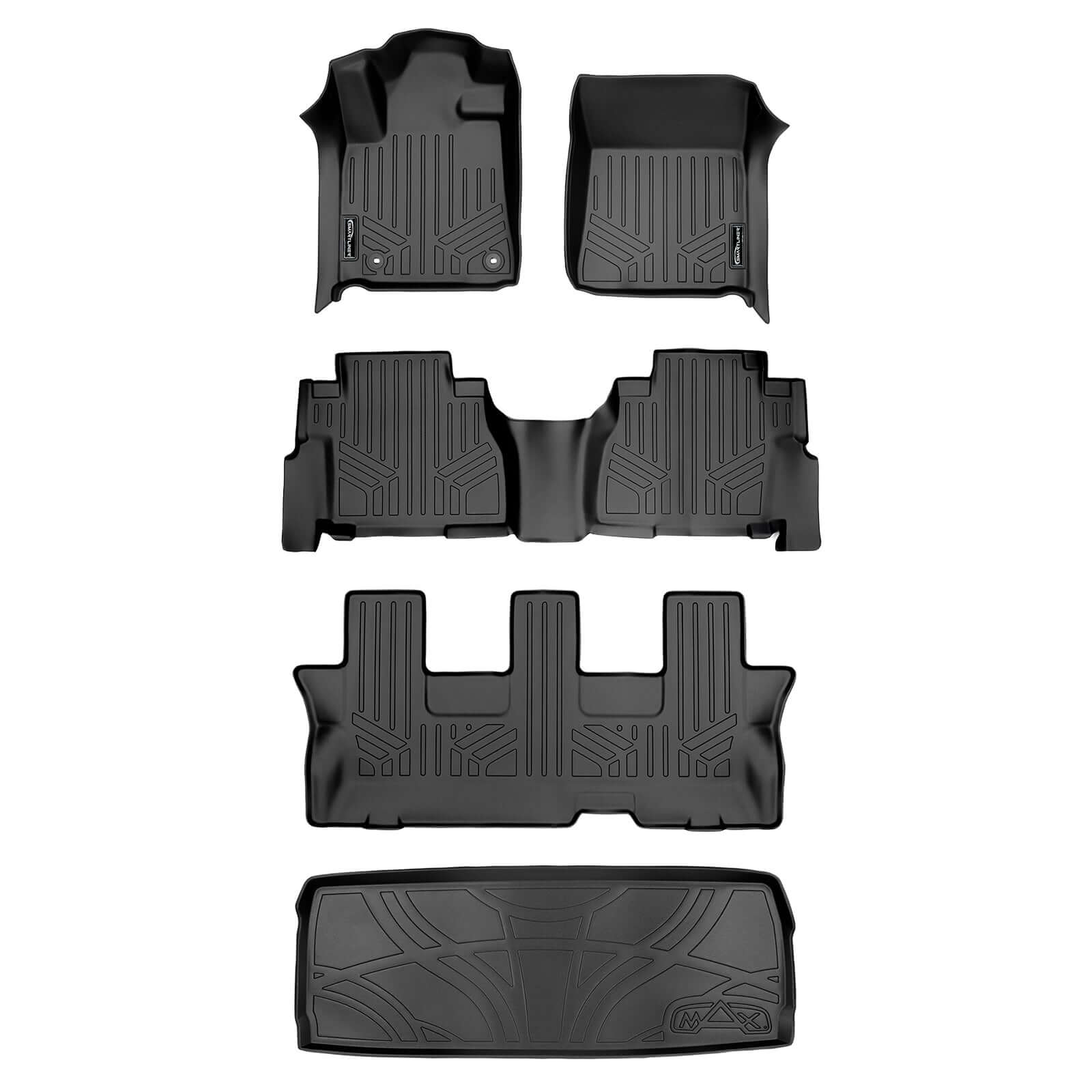SMARTLINER Custom Fit Floor Liners For 2008 - 2022 Toyota Sequoia with 2nd Row Bench Seat Smartliner USA