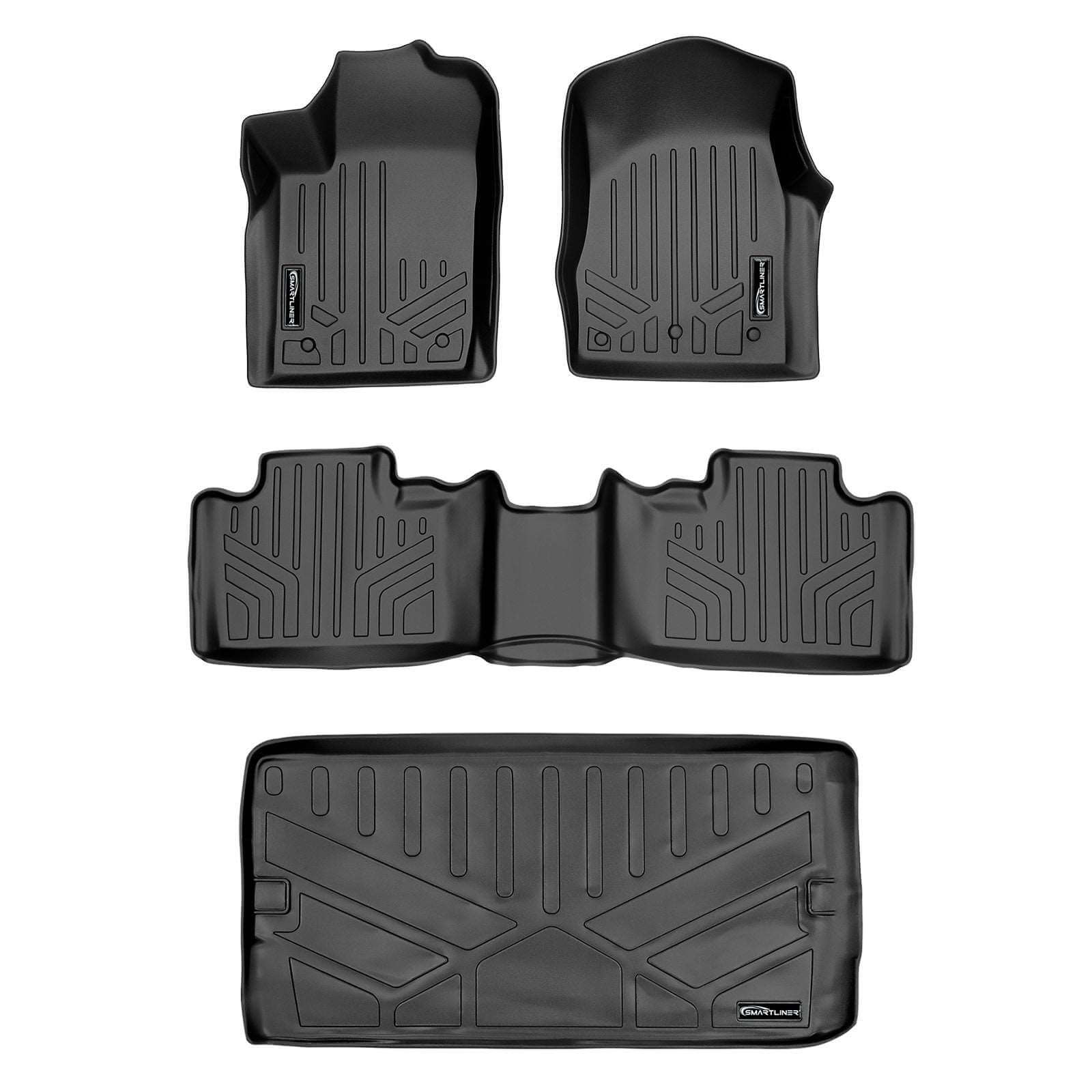 Smart Trim™ Custom Fit Floor Liners For 13-16 Durango with 1st Row Dual Floor Hooks & 2nd Row Bucket Seats Smartliner USA