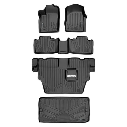 Smart Trim™ Custom Fit Floor Liners For 2013-16 Durango with 1st Row Dual Floor Hooks & 2nd Row Bench Seat Smartliner USA