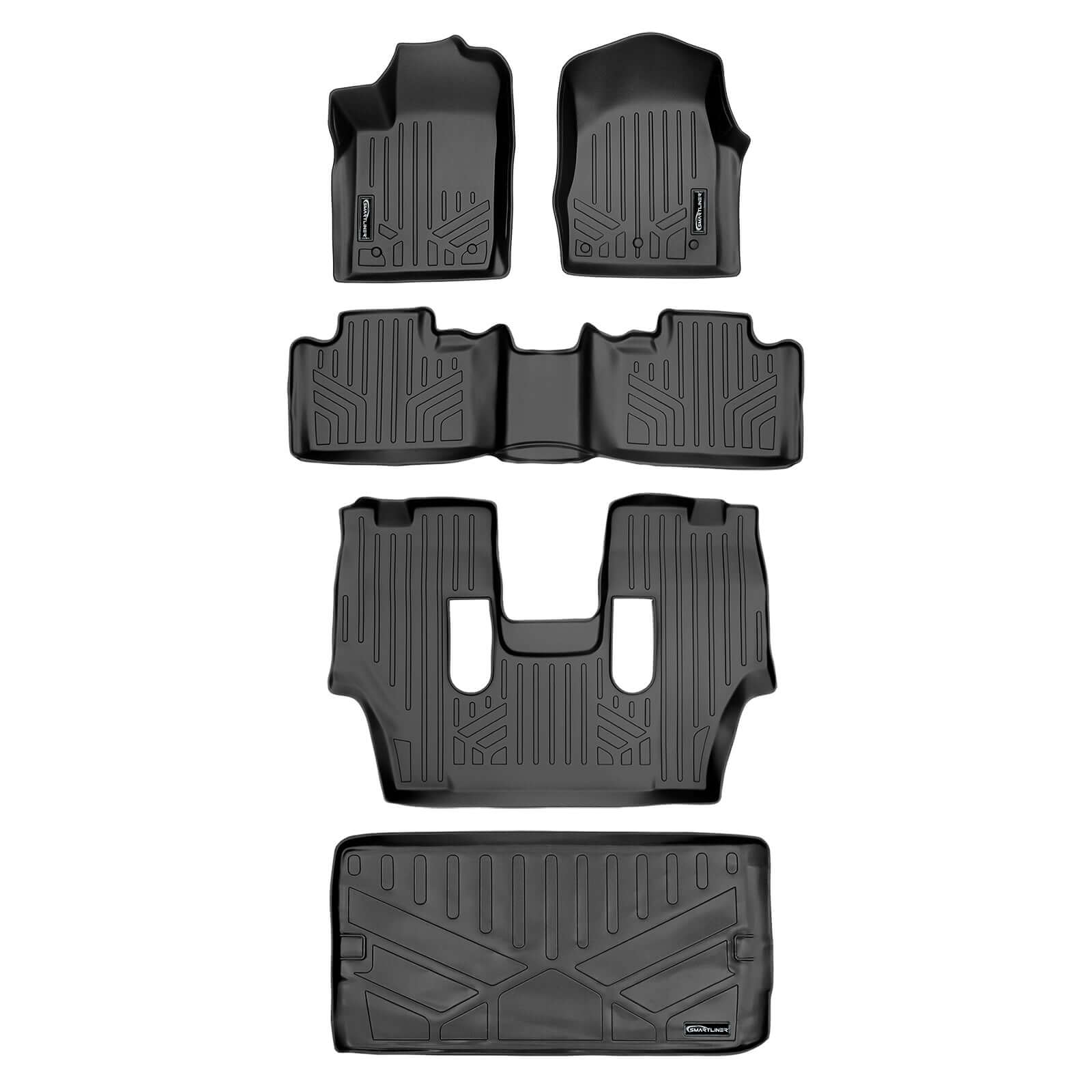 Smart Trim™ Custom Fit Floor Liners For 13-16 Durango with 1st Row Dual Floor Hooks & 2nd Row Bucket Seats Smartliner USA