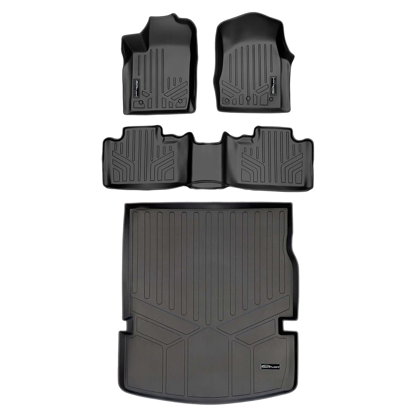 Smart Trim™ Custom Fit Floor Liners For 2013-16 Durango with 1st Row Dual Floor Hooks & 2nd Row Bench Seat Smartliner USA