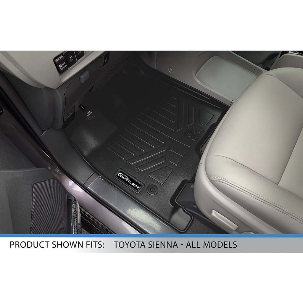 Smart Trim™ Custom Fit Floor Liners For 2013 2020 Sienna 7 Passenger Model with Power Folding 3rd Row Seats Smartliner USA
