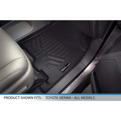 Smart Trim™ Custom Fit Floor Liners For 2013 2020 Sienna 7 Passenger Model with Power Folding 3rd Row Seats Smartliner USA