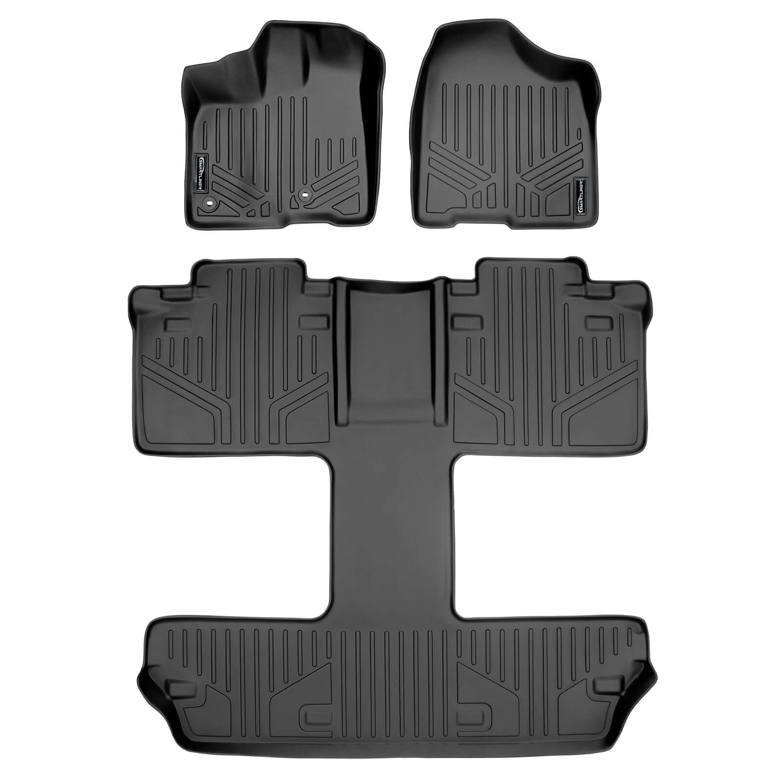 Smart Trim™ Custom Fit Floor Liners For 2013 2020 Sienna 7 Passenger Model with Power Folding 3rd Row Seats Smartliner USA