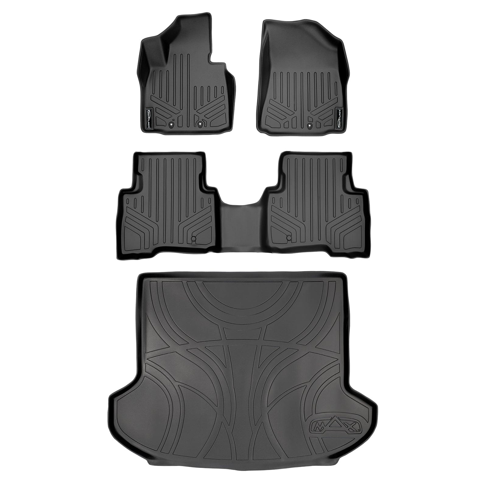 SMARTLINER Custom Fit Floor Liners For 2014-2015 Kia Sorento (with 3rd Row Seats) - Black / 2 Row Floor Mat Liner Set & Cargo Liner Behind the 2nd Row Smartliner USA
