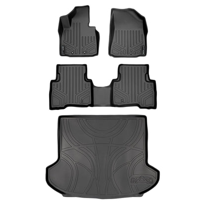 SMARTLINER Custom Fit Floor Liners For 2014-2015 Kia Sorento (with 3rd Row Seats) - Black / 2 Row Floor Mat Liner Set & Cargo Liner Behind the 2nd Row Smartliner USA