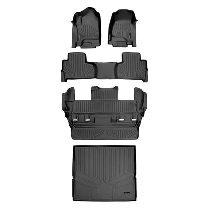 Smart Trim™ Custom Fit Floor Liners For 2015-2020 Chevrolet Tahoe / GMC Yukon With 2nd Row Bucket Seats Smartliner USA