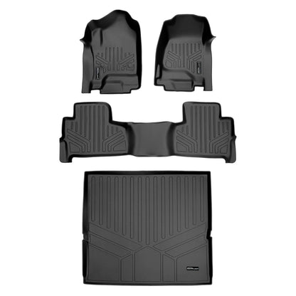 Smart Trim™ Custom Fit Floor Liners For 2015-2020 Chevrolet Tahoe / GMC Yukon With 2nd Row Bucket Seats Smartliner USA
