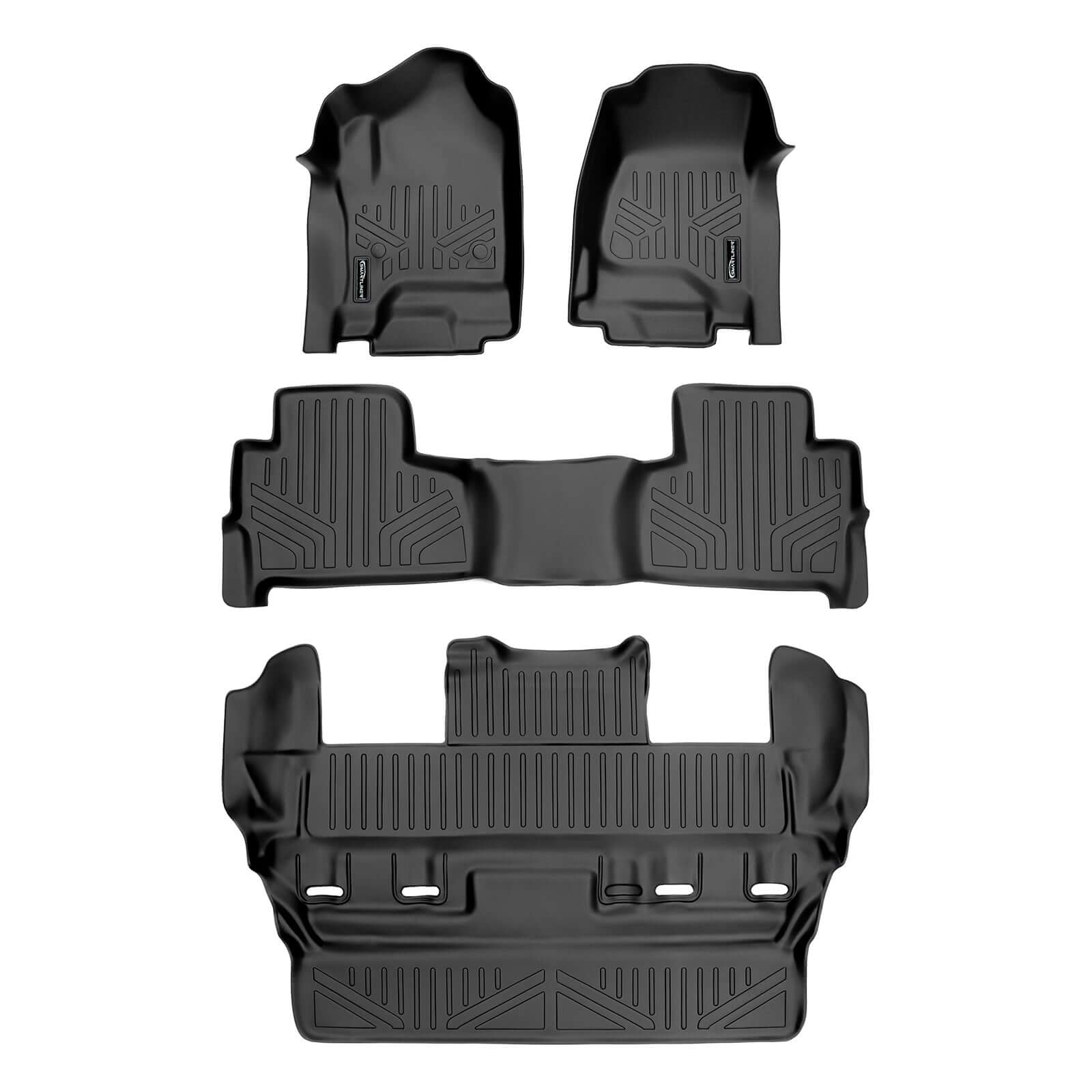 Smart Trim™ Custom Fit Floor Liners For 2015-2020 Chevrolet Tahoe / GMC Yukon With 2nd Row Bucket Seats Smartliner USA