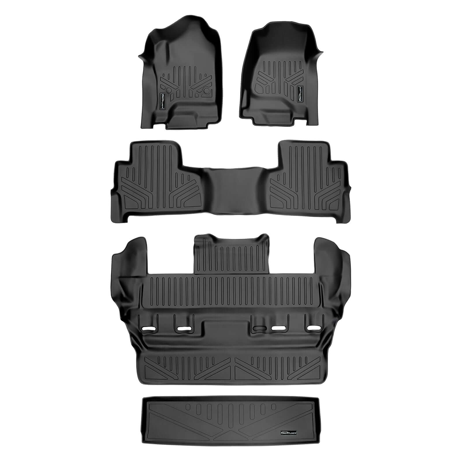 Smart Trim™ Custom Fit Floor Liners For 2015-2020 Chevrolet Tahoe / GMC Yukon With 2nd Row Bucket Seats Smartliner USA