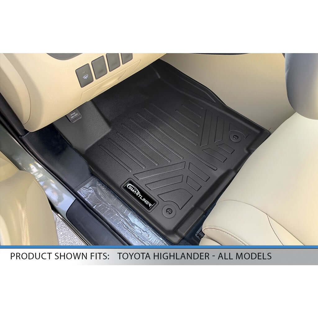 SMARTLINER Custom Fit Floor Liners For 2014-2019 Toyota Highlander with 2nd Row Bucket Seats (No Hybrid Models) Smartliner USA
