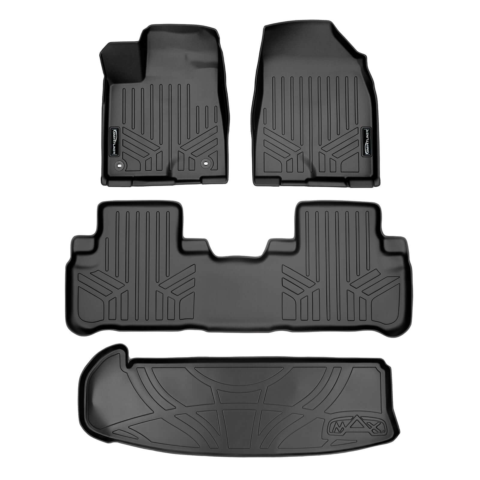 SMARTLINER Custom Fit Floor Liners For 2014-2019 Toyota Highlander Hybrid (with 2nd Row Bench Seat) Smartliner USA