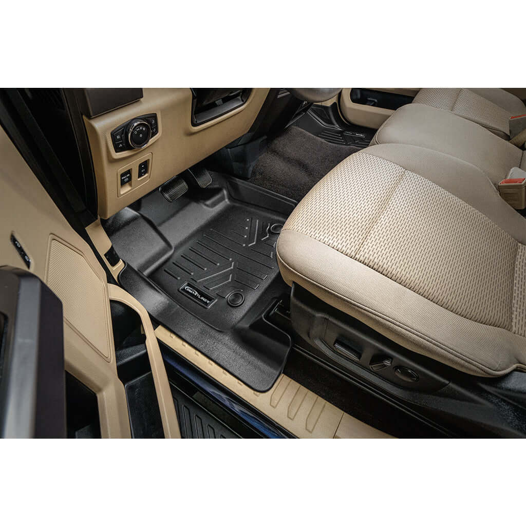 SmartCoverage™ Custom Fit Floor Liners For 2015-2025 Ford F-150 with 1st Row Bucket Seats & OEM 2nd Row Under Seat Storage (Vinyl Flooring) Smartliner USA
