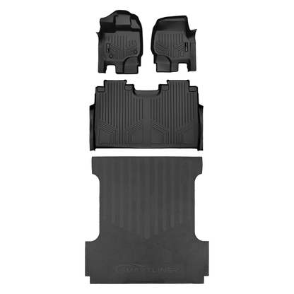SmartCoverage™ Custom Fit Floor Liners For 2015-2025 Ford F-150 SuperCrew Cab with 1st Row Bucket Seats (Vinyl Flooring) Smartliner USA
