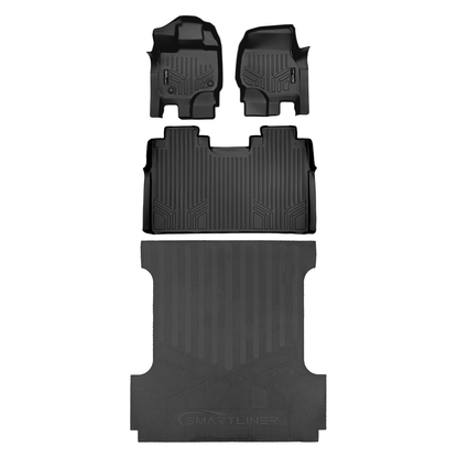SMARTLINER Custom Fit Floor Liners For 2022-2025 Ford F-150 Lightning 2nd Row Bench seat without under seat fold-flat storage Smartliner USA