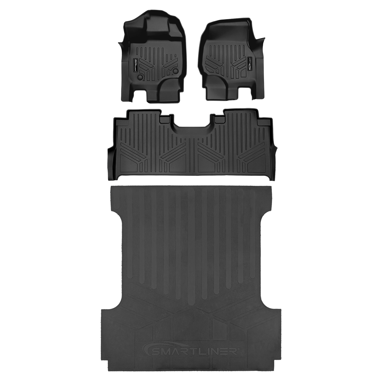 SmartCoverage™ Custom Fit Floor Liners For 2022-2025 Ford F-150 Lightning with 1st Row Bucket Seats & OEM 2nd Row Under Seat Storage Smartliner USA