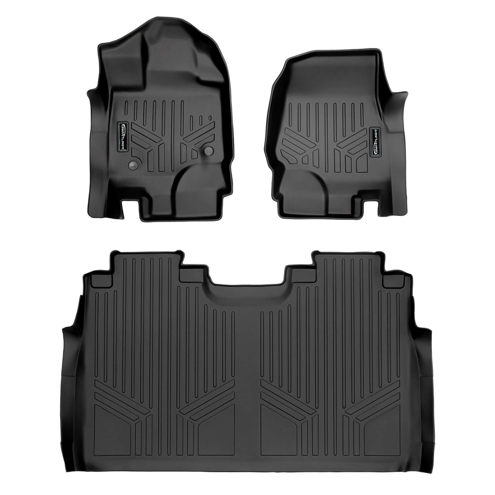 SmartCoverage™ Custom Fit Floor Liners For 2015-2025 Ford F-150 SuperCrew Cab with 1st Row Bucket Seats (Vinyl Flooring) Smartliner USA