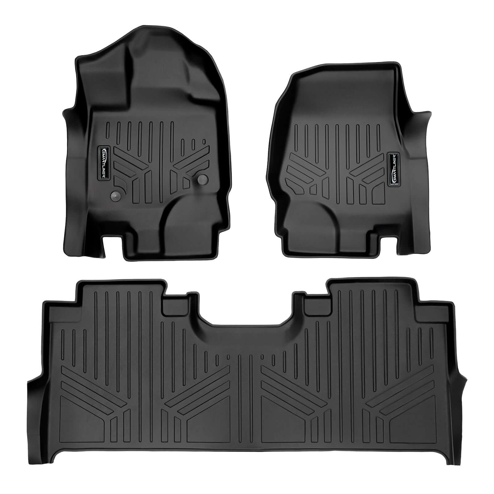 SmartCoverage™ Custom Fit Floor Liners For 2015-2025 Ford F-150 with 1st Row Bucket Seats & OEM 2nd Row Under Seat Storage (Vinyl Flooring) Smartliner USA