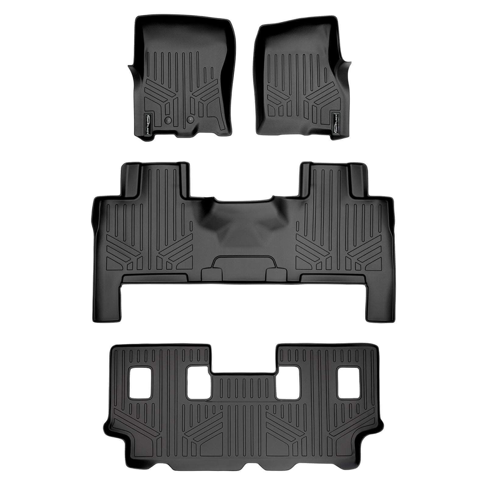 Smart Trim™ Custom Fit Floor Liners For 2011 - 2017 Ford Expedition EL/ Lincoln Navigator (with 2nd Row Bench Seat or Console) Smartliner USA