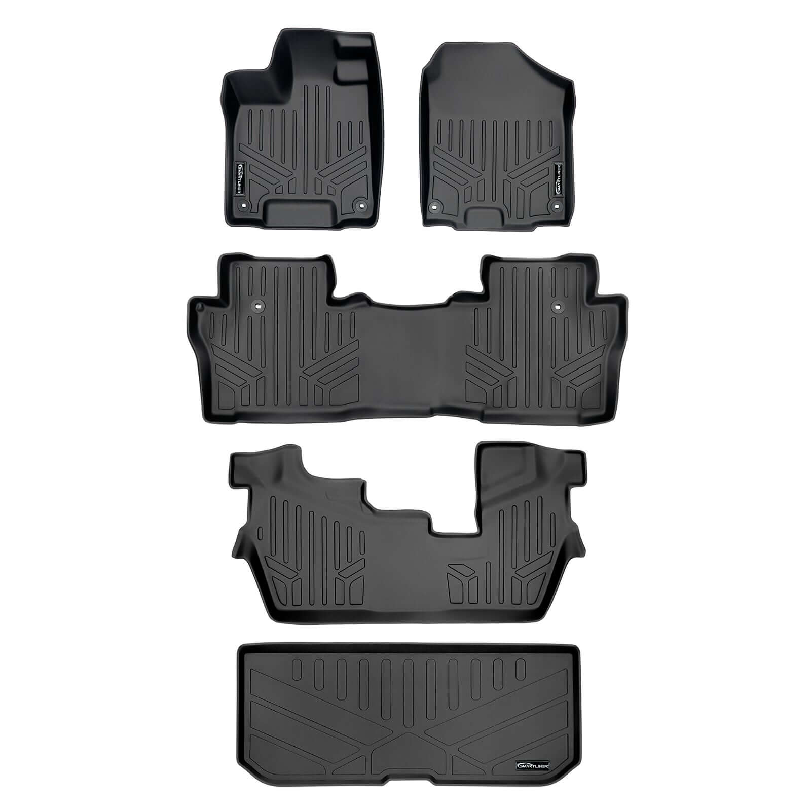 SMARTLINER Custom Fit Floor Liners For 2016-2022 Honda Pilot (8 Passenger Model) Smartliner USA