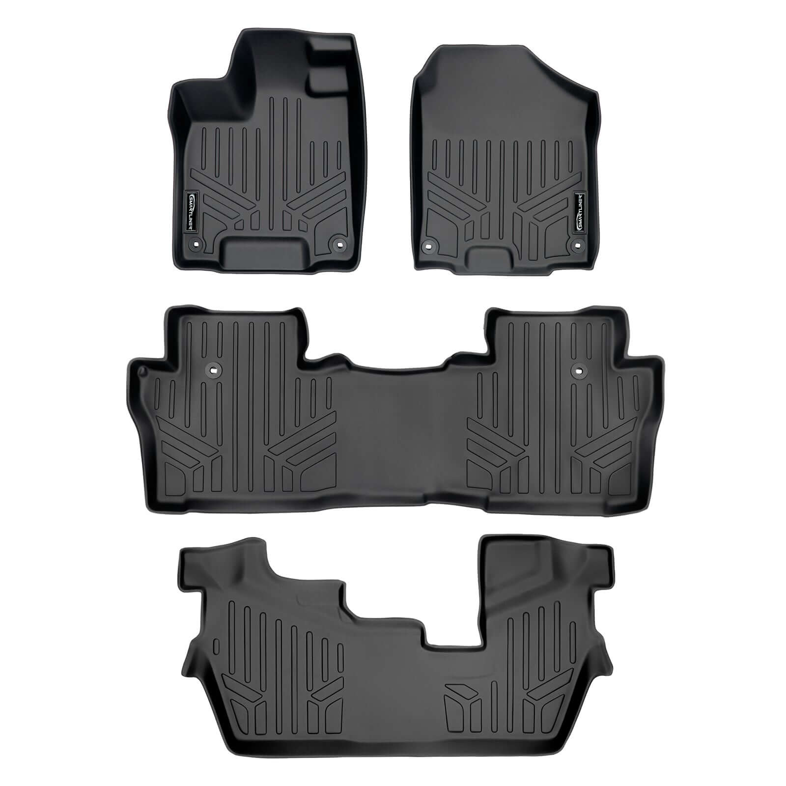 SMARTLINER Custom Fit Floor Liners For 2016-2022 Honda Pilot (8 Passenger Model) Smartliner USA