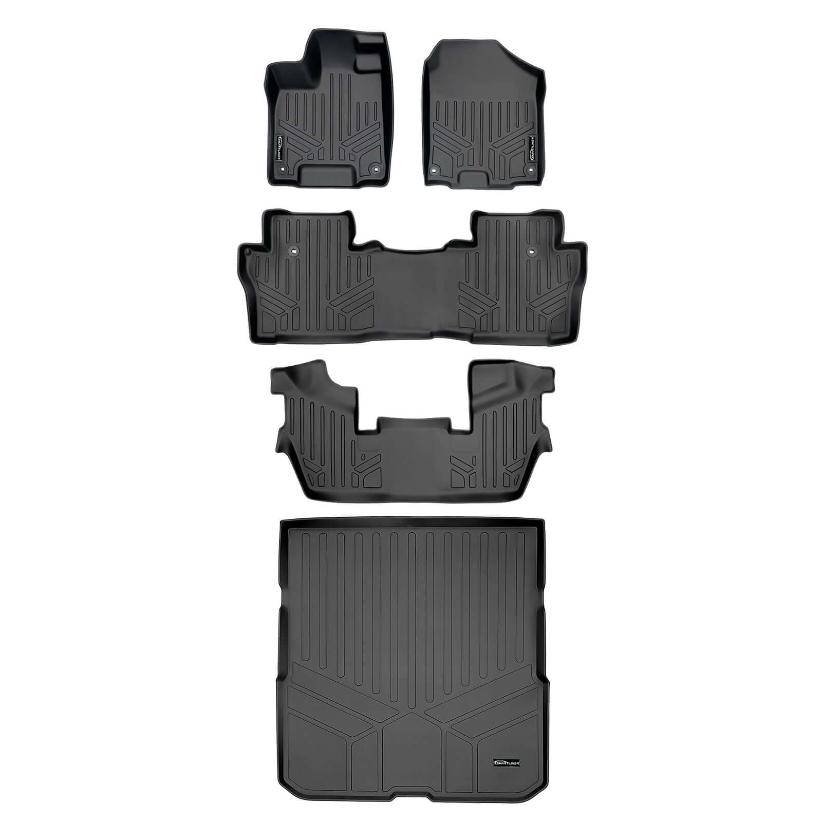SMARTLINER Custom Fit Floor Liners For 2016-2022 Honda Pilot (7 Passenger Model) Smartliner USA