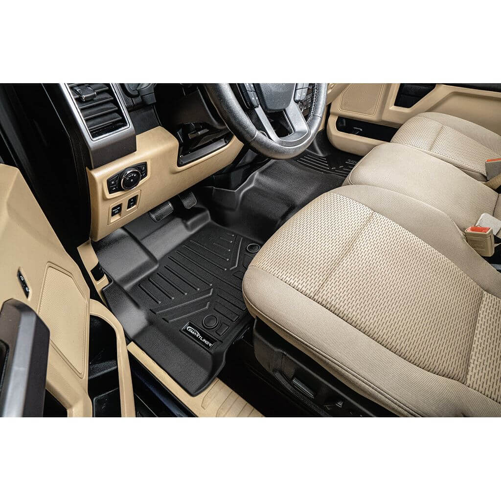 SMARTLINER Custom Fit Floor Liners For 2015-2025 Ford F-150 SuperCab with 1st Row Bench Seat with OTH Coverage & Vinyl Flooring Smartliner USA