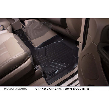 Smart Trim™ Custom Fit Floor Liners For 2013-2020 Dodge Grand Caravan with 2nd Row Bucket Seats and no Super Console Smartliner USA