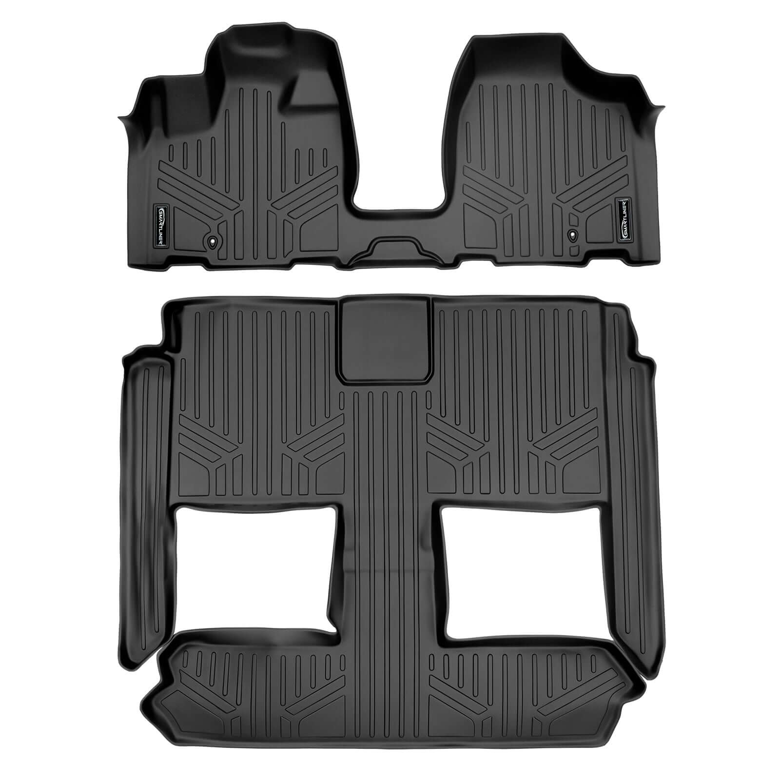 Smart Trim™ Custom Fit Floor Liners For 2013-2020 Dodge Grand Caravan with 2nd Row Bucket Seats and no Super Console Smartliner USA