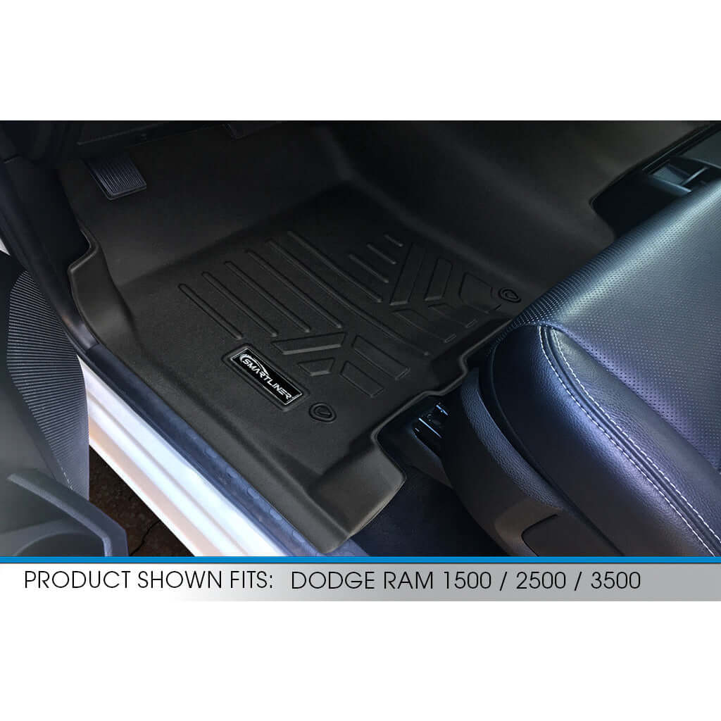 Smart Trim™ Custom Fit Floor Liners For 2012-2022 Ram 1500/2500/3500 Crew (4 Full Size Doors) with 1st Row Bench Seat Smartliner USA