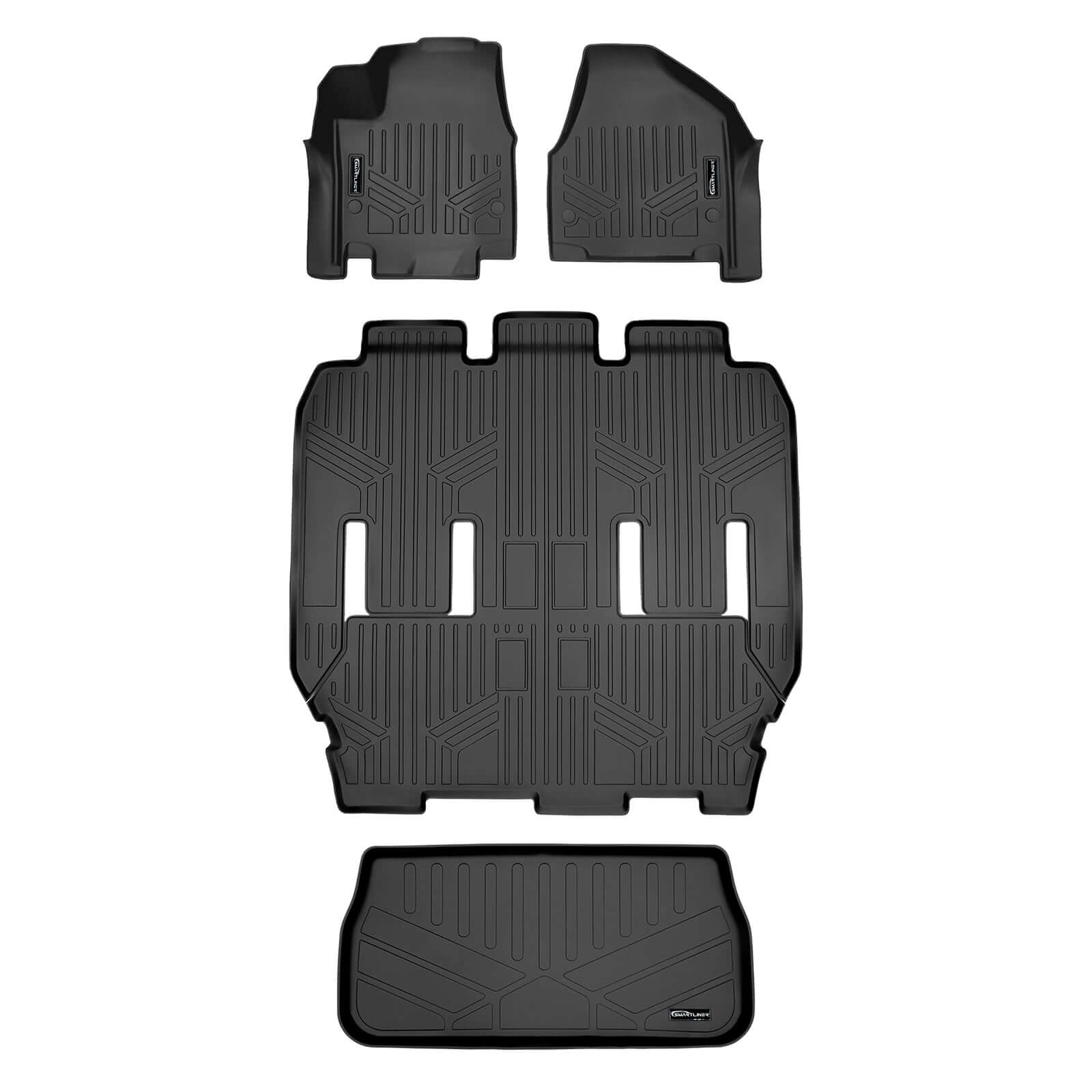 Smart Trim™ Custom Fit Floor Liners For 2022-2025 Chrysler Pacifica with 2nd Row Bucket Seats(Touring & L Models) Smartliner USA