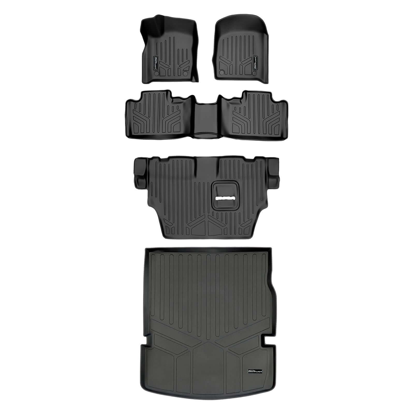 Smart Trim™ Custom Fit Floor Liners For 2016-2025 Dodge Durango (with 2nd Row Bench Seat) Smartliner USA