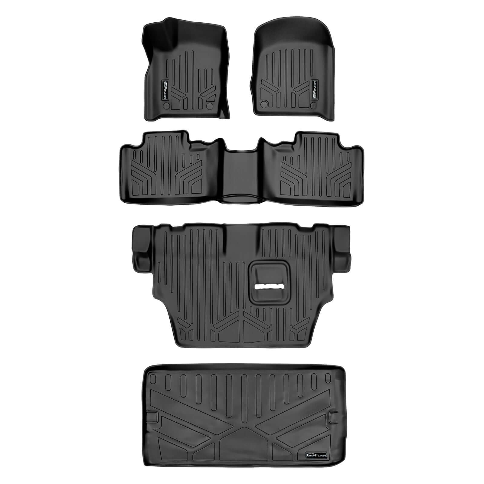 Smart Trim™ Custom Fit Floor Liners For 2016-2025 Dodge Durango (with 2nd Row Bench Seat) Smartliner USA