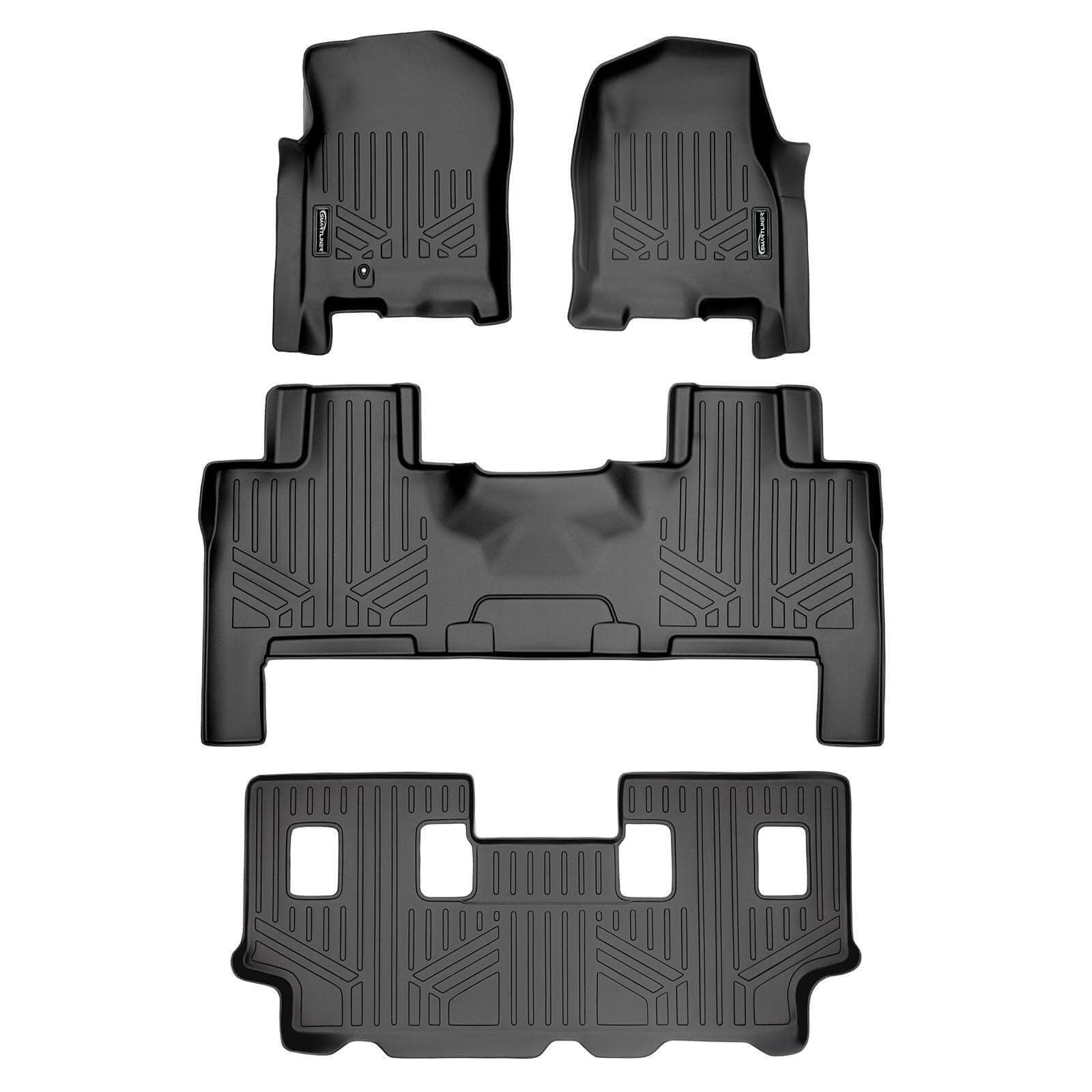 Smart Trim™ Custom Fit Floor Liners For 2007 - 2017 Ford Expedition EL/Lincoln Navigator L (with 2nd Row Bench Seat or Console) Smartliner USA