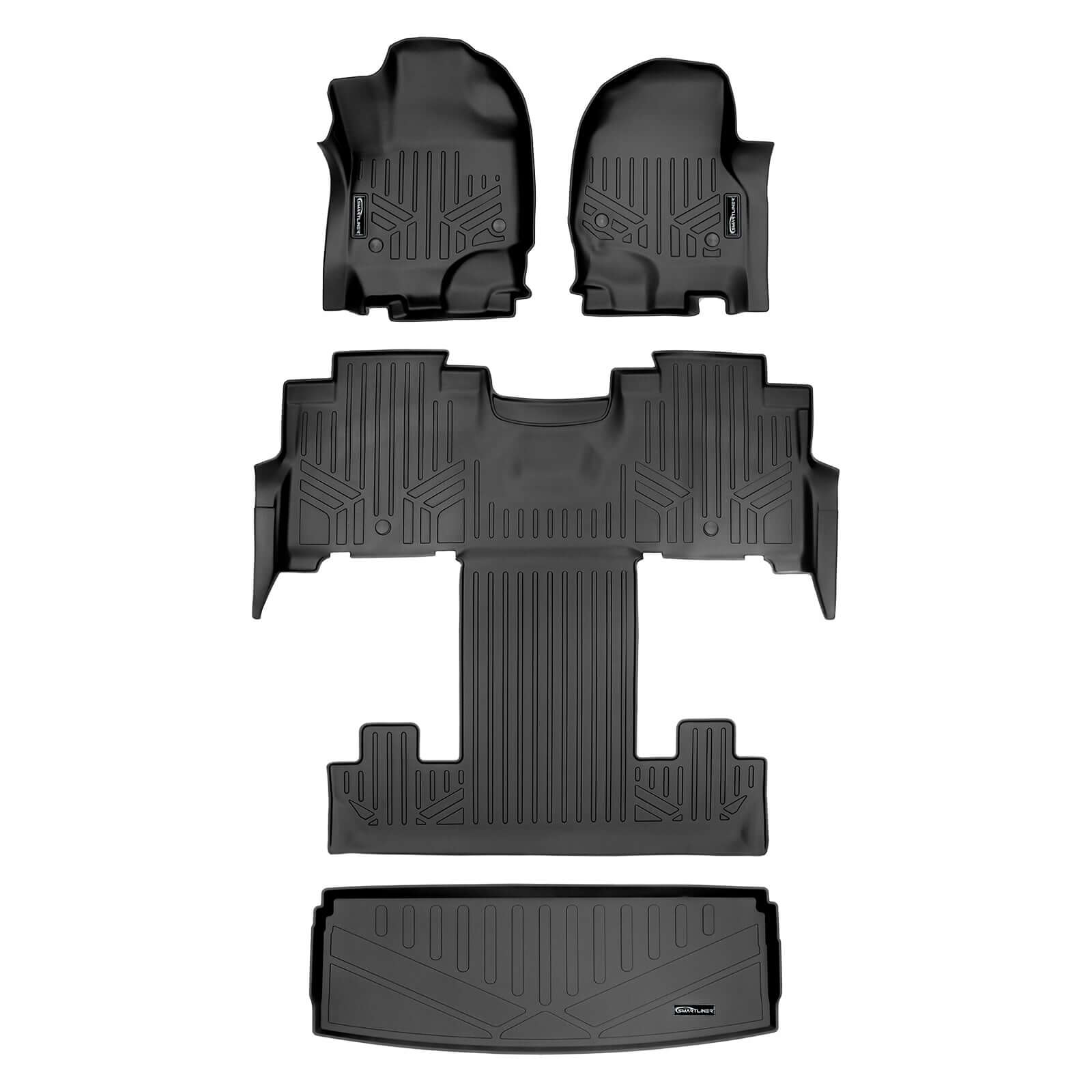 Smart Trim™ Custom Fit Floor Liners For 2018-2024 Ford Expedition/Lincoln Navigator 2nd Row Bucket Seats (no Max or L) Smartliner USA