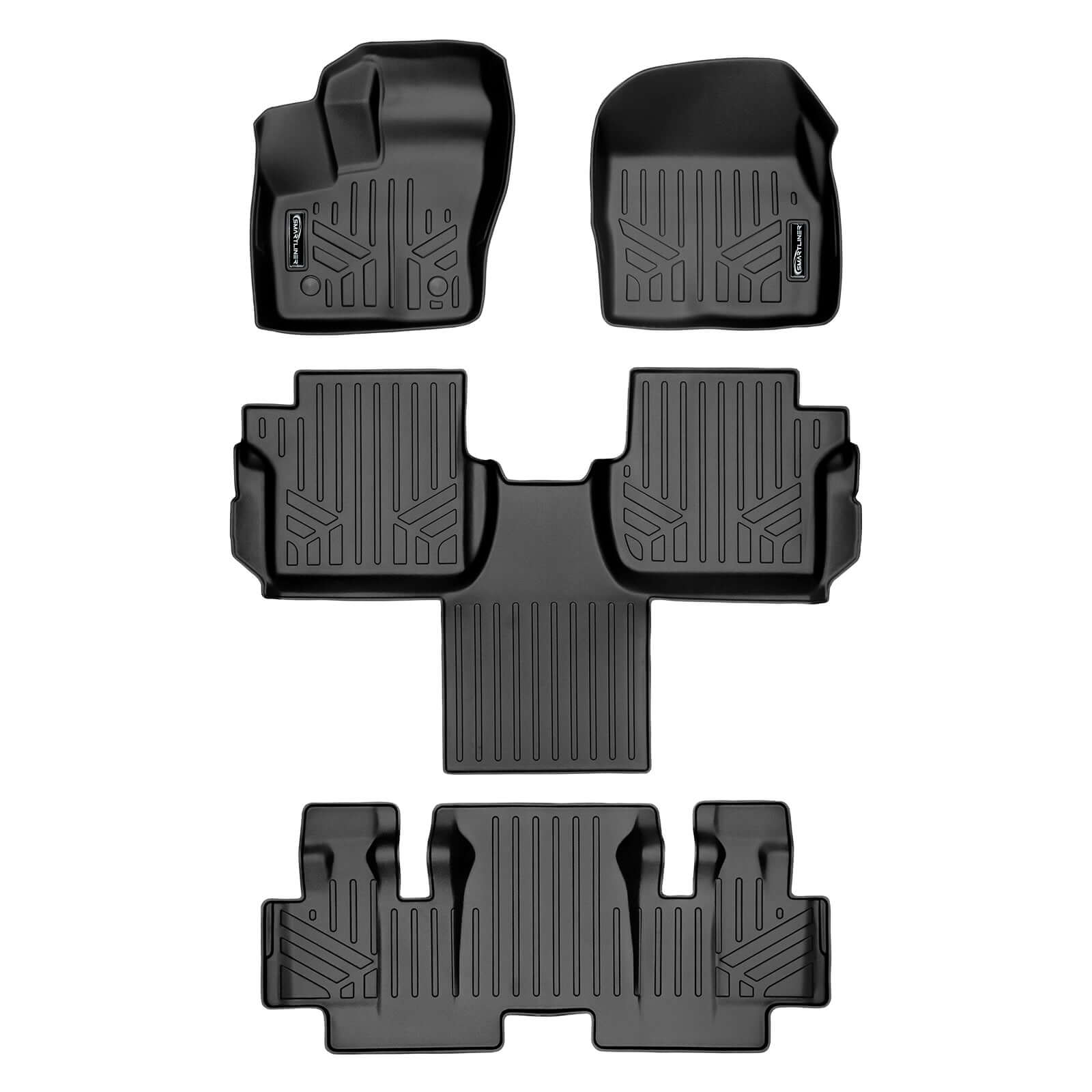 SMARTLINER Custom Fit Floor Liners For 2014-2020 Transit Connect With Carpet Flooring (Long Wheelbase & 2nd Row Bucket Seats) Smartliner USA