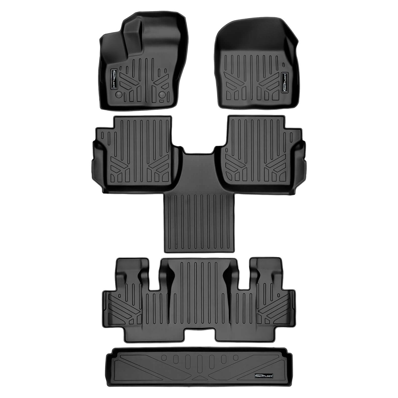 SMARTLINER Custom Fit Floor Liners For 2014-2020 Transit Connect With Carpet Flooring (Long Wheelbase & 2nd Row Bucket Seats) Smartliner USA