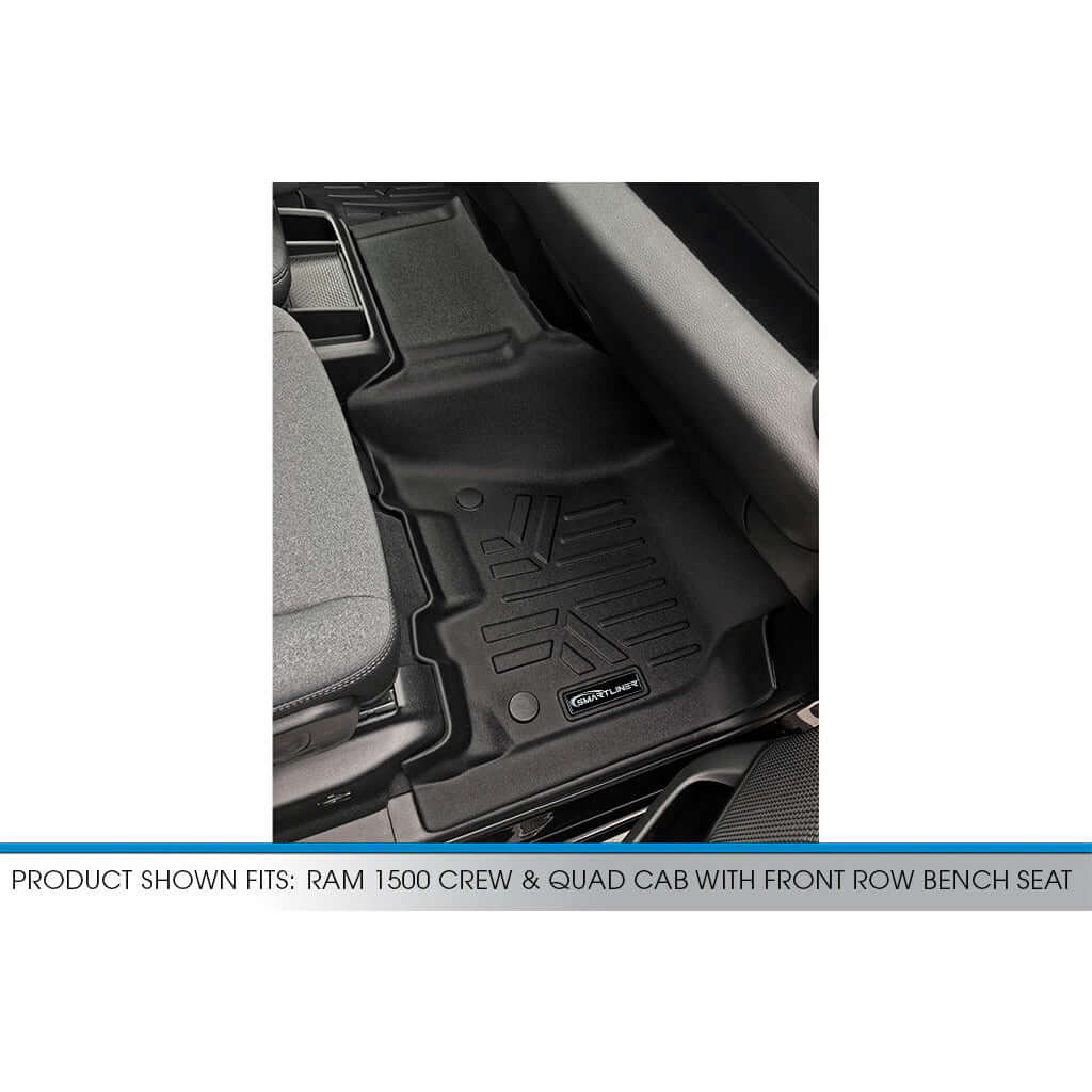 SMARTLINER Custom Fit Floor Liners For 2019 - 2024 Ram 1500 Crew and Quad Cab with First Row Bench Seat Smartliner USA