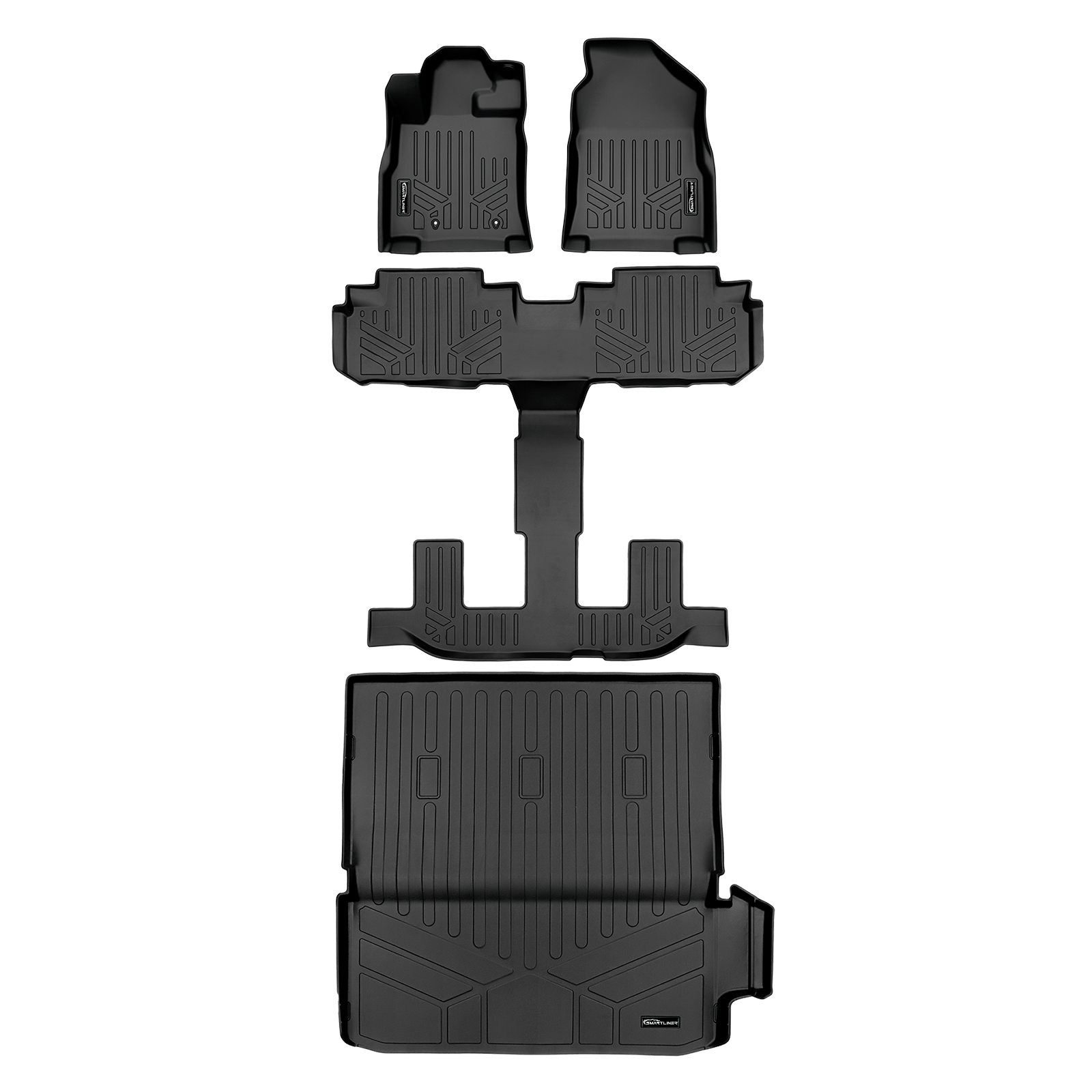 Smart Trim™ Custom Fit Floor Liners For 2019-2025 Subaru Ascent with 2nd Row Bucket Seats and With Subwoofer in the Cargo Area Smartliner USA