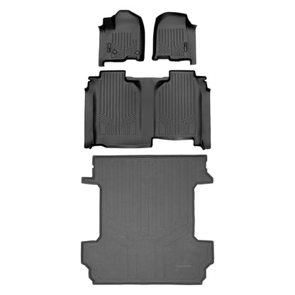 SmartCoverage™ Custom Fit Floor Liners For 2019-2025 Chevrolet Silverado 1500 Crew Cab With 1st Row Bucket Seats and Carpeted Flooring without the 2nd Row Underseat Storage Smartliner USA