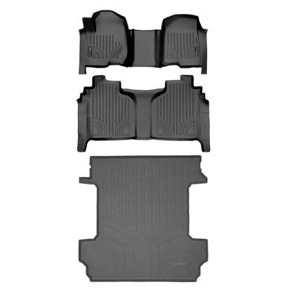SmartCoverage™ Custom Fit Floor Liners For 2019-2025 Chevrolet Silverado 1500 Crew Cab With 1st Row Bench Seat (OTH Coverage) and Carpeted Flooring with the 2nd Row Underseat Storage Smartliner USA