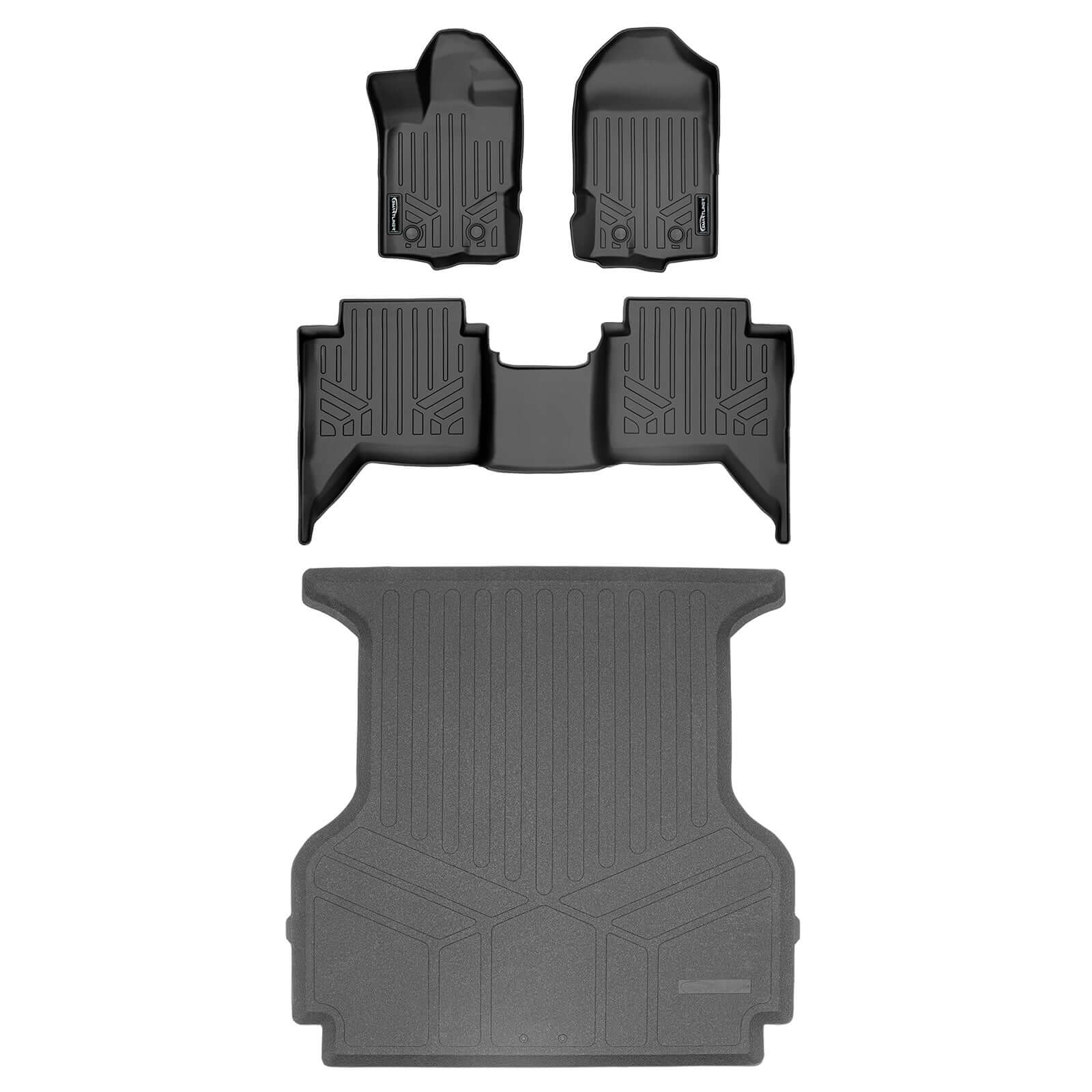 SmartCoverage™ Custom Fit Floor Liners For 2019-2023 Ford Ranger SuperCrew Cab (Carpet Flooring) Smartliner USA