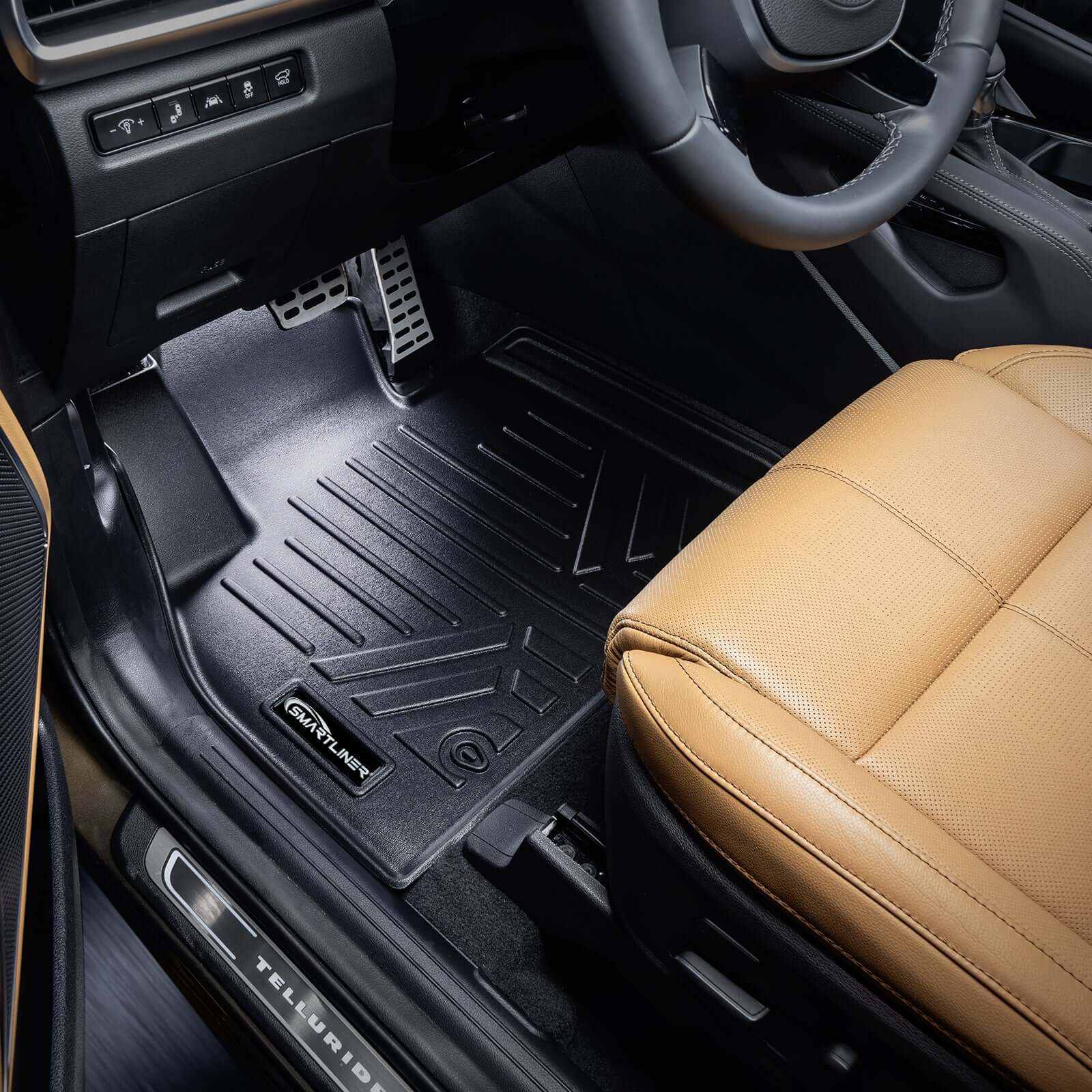 SMARTLINER AUTO™ Custom Fit Floor Liners For 2020-2025 Kia Telluride with 2nd Row Bucket Seat No Center Console with in between Coverage Smartliner USA